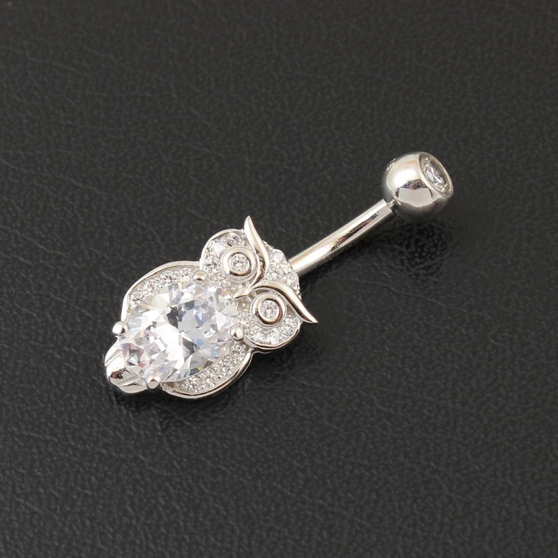 Женское кольцо для пирсинга живота с фианитами| |