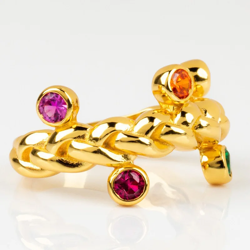 1 шт. женские кольца украшенные разноцветными кристаллами геометрической формы