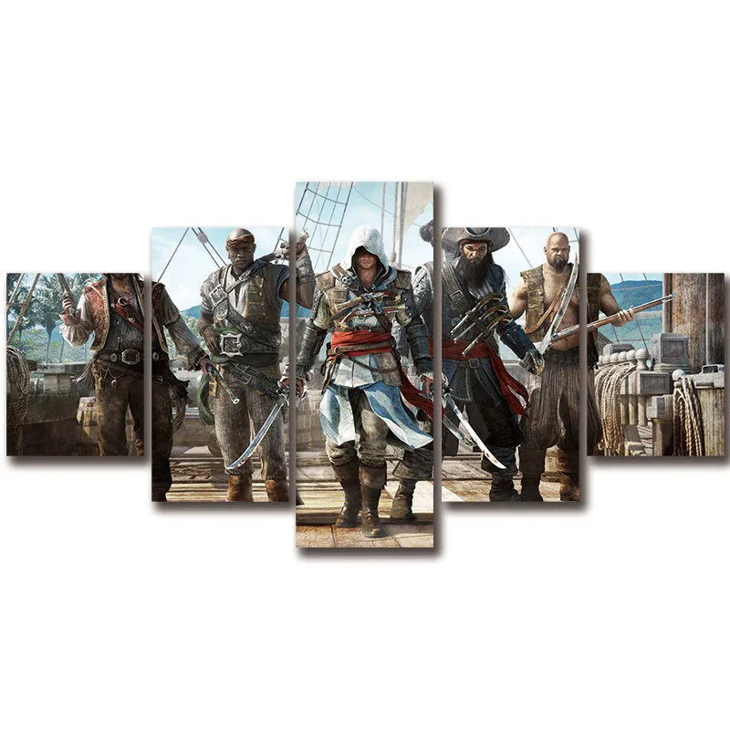

Canvas Paintings Modular Home Decor 5 Pieces The Assassin's Creed Poster Game Pictures Living Room Wall Art Decoration