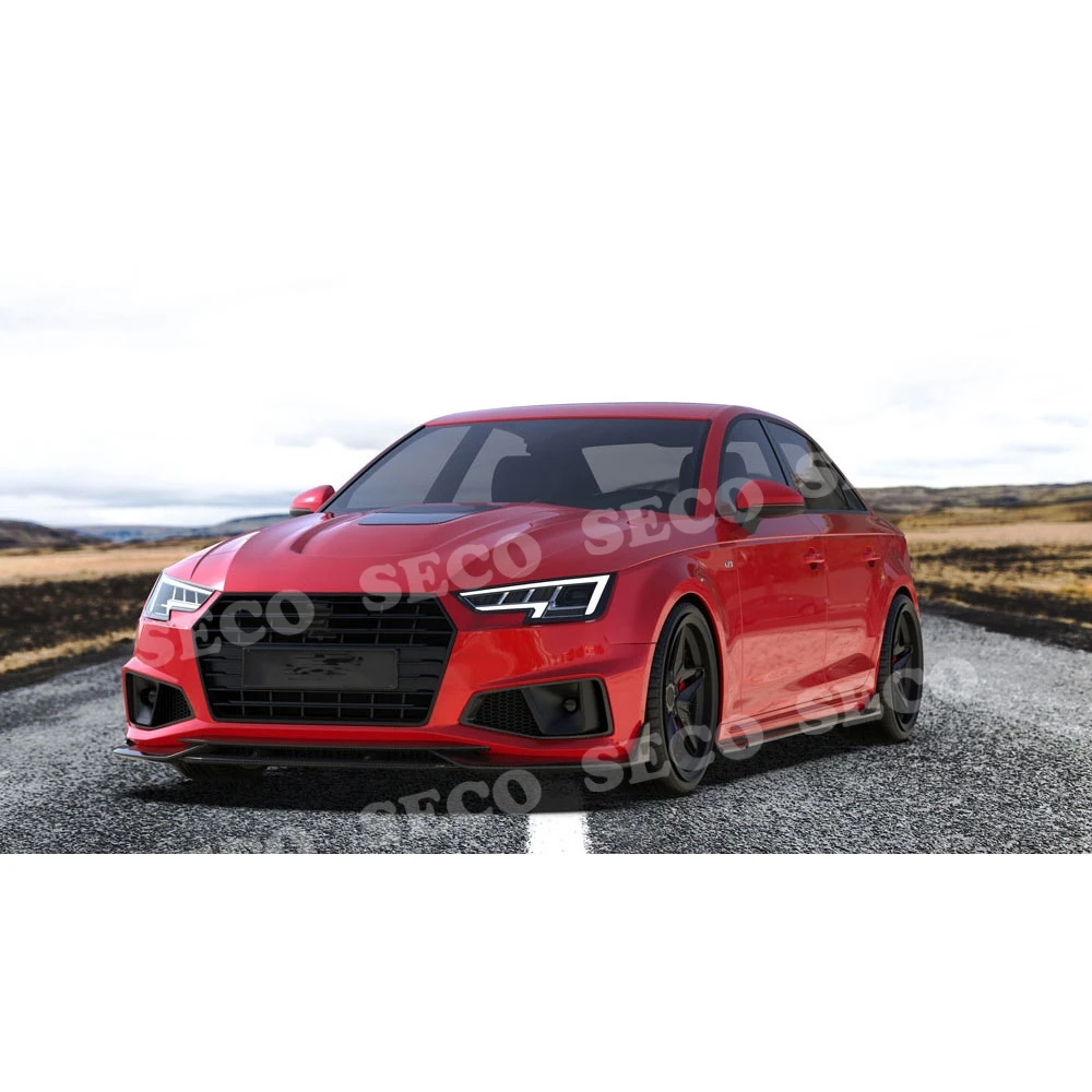 Для Audi A4 S4 B9 сухой комплект кузова из углеродного волокна передняя губа Лопата боковые юбки задний багажник спойлер задний бампер диффузор автомобильный Стайлинг