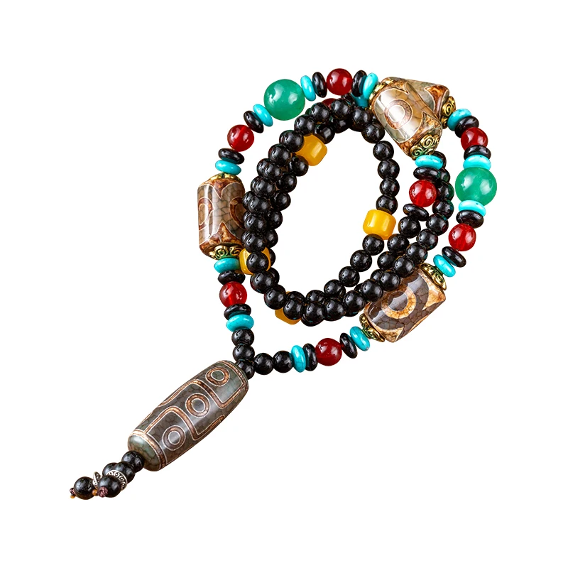 Натуральный жемчужный кулон с тремя глазами и девятью изысканный Тибетский Агат