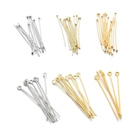 100pcsbag 20 30 40mm 14k 18k gold plated eye pins flat head pins for diy earring jewelry findings making accessories supplies