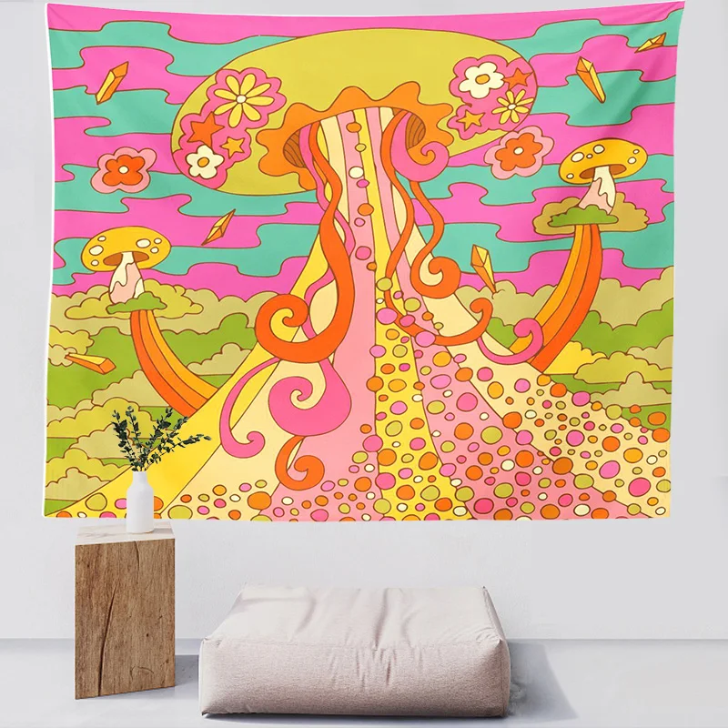 

Psychedelic Mushroom Tapestry Wall Decor Girls Room Wall Hanging Room Abstract Trippy Tapestry Wall Hanging Home Dorm Decor