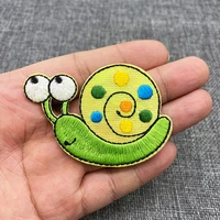 green snail embroidered patch iron on clothes for clothing stickers wholesale cartoon badges applique diy sewing decorative