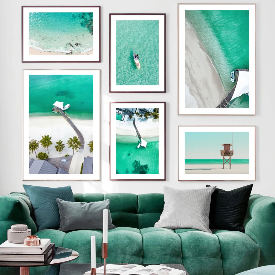 

White Beach Tree Sea Wooden Pier Tropical Wall Art Canvas Painting Nordic Posters And Prints Wall Pictures For Living Room Decor