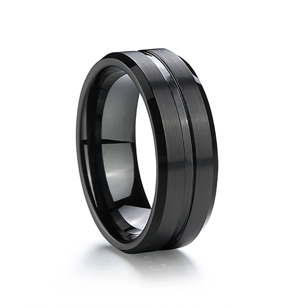 

classic USA style black Tungsten Carbide Rings For men male boys anniversary fashion Heavy Titanium jewelry Men's Ring