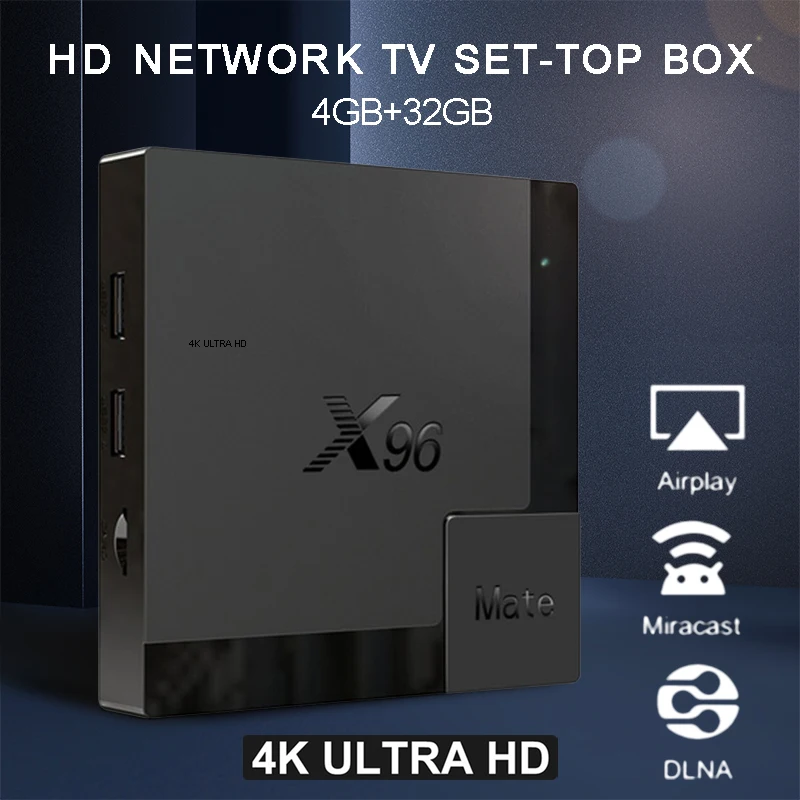 

Mayirt 1 шт. высокое качество X96 Mate Android 10,0 ТВ приставка 4 Гб + 32 Гб 4K HD Интернет Смарт медиаплеер