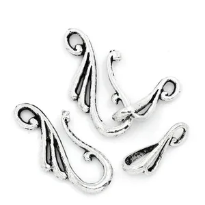 DoreenBeads Горячие цинковый металлический сплав тогл застежки цветок Серебряный цвет ювелирные изделия DIY Подвески 25,5 мм x 12 мм 16 мм x 8 мм, 8 наборов