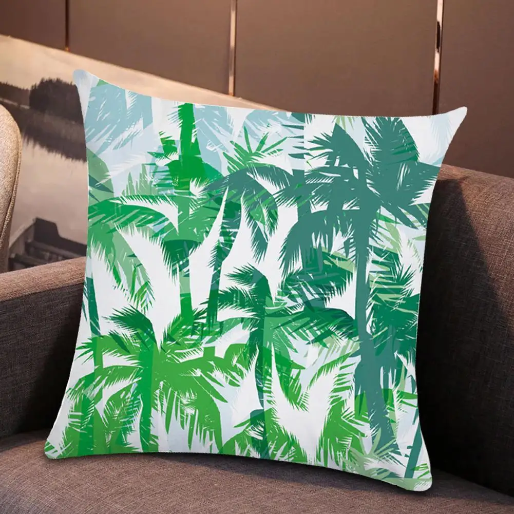 

Summer Tropical Plants Decorative Pillowcase Rainforest Polyester Pillow Printing Case Cover Throw Leaves Green Pillow T6W7