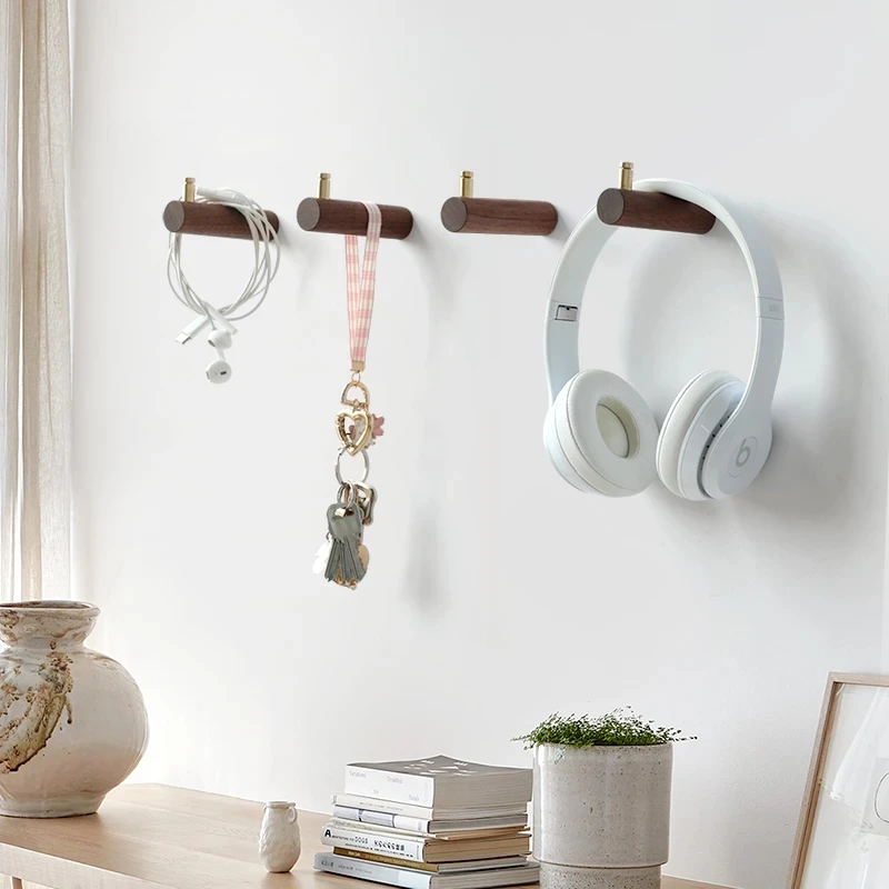 Wooden Robe Hook Nordic Hooks for hanging bags keys coat Wall Mounted Clothes Hangers Black Walnut Beech Hallway Bathroom Hanger |