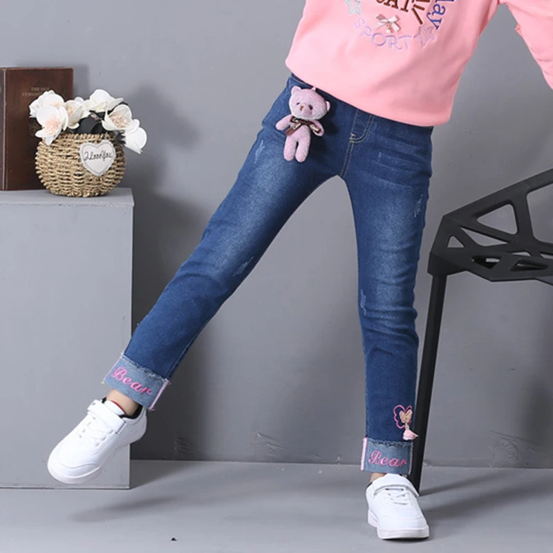 Новинка рваные джинсы для девочек подростков на осень и зиму штаны обтягивающие