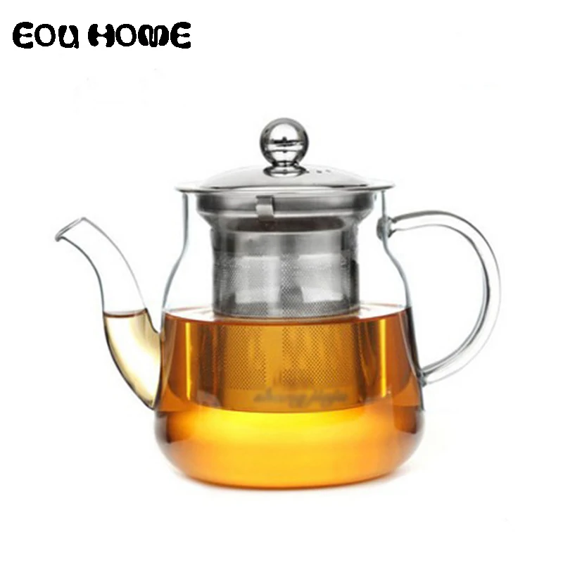 

High Quality Heat Resistant Glass Tea Pot Chinese Flower Tea Set Puer Kettle Coffee Teapot with Stainless Steel Infuser Strainer
