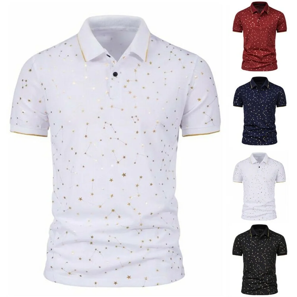 

Men's Dot Printed Casual Basic Tee Short Sleeve Baggy Top Multi Colours Hot