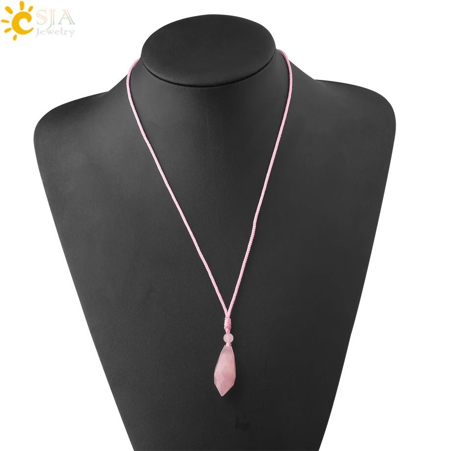 Ожерелье CSJA длинное ожерелье с подвеской в виде капли воды ограненный природный
