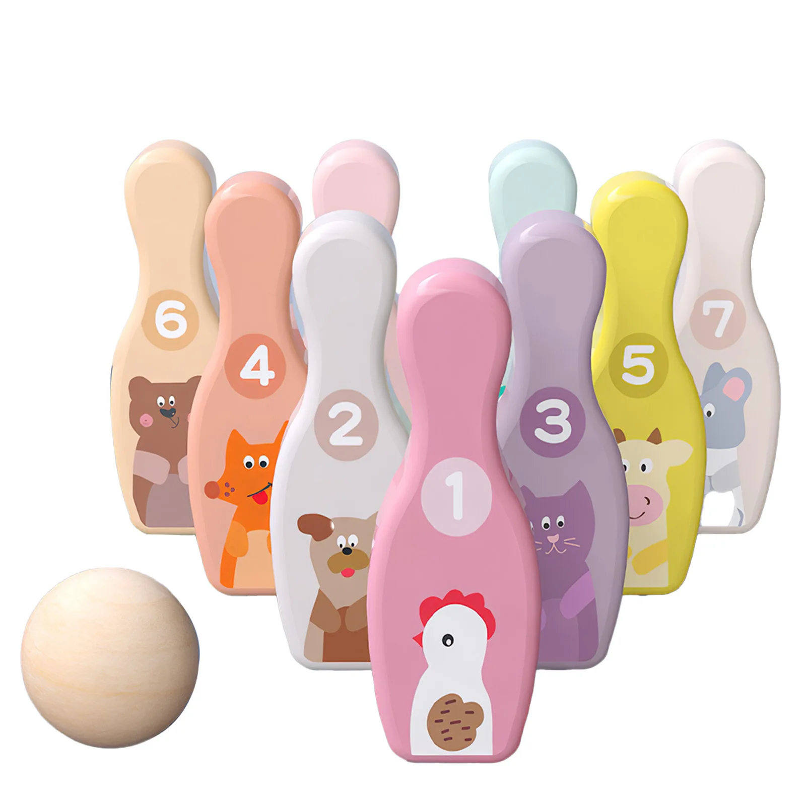 Забавные деревянные Мультяшные настольные игры для боулинга родителей и детей с
