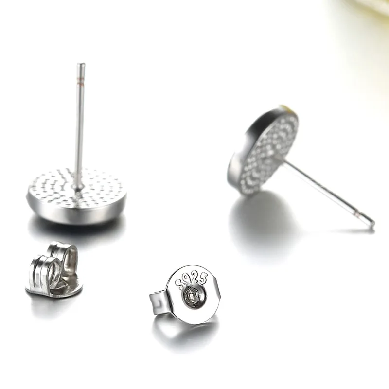 OMHXZJ Wholesale YS567 European Fashion Woman Man Party Birthday Wedding Gift Round Boy Girl S925 Sterling Silver Stud Earrings | Украшения