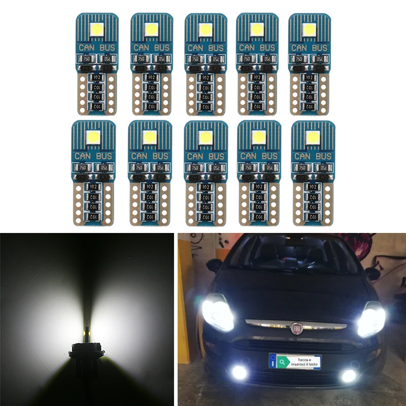 10x Canbus W5W T10 светодиодный фонарь для автомобильного багажного отделения Fiat 500 Punto