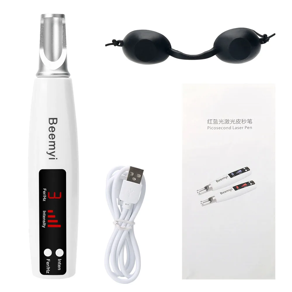 Заряжаемая Лазерная пикосекундная ручка красный синий свет удаление веснушек