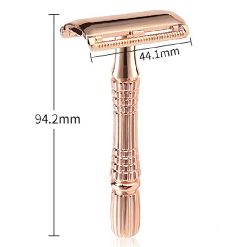 

Hot Sale Men's Rose Gold Classic Retro Hand Scraper Double-sided Manual Shaver Alloy Knife Holder for Beard Shear Personal Care
