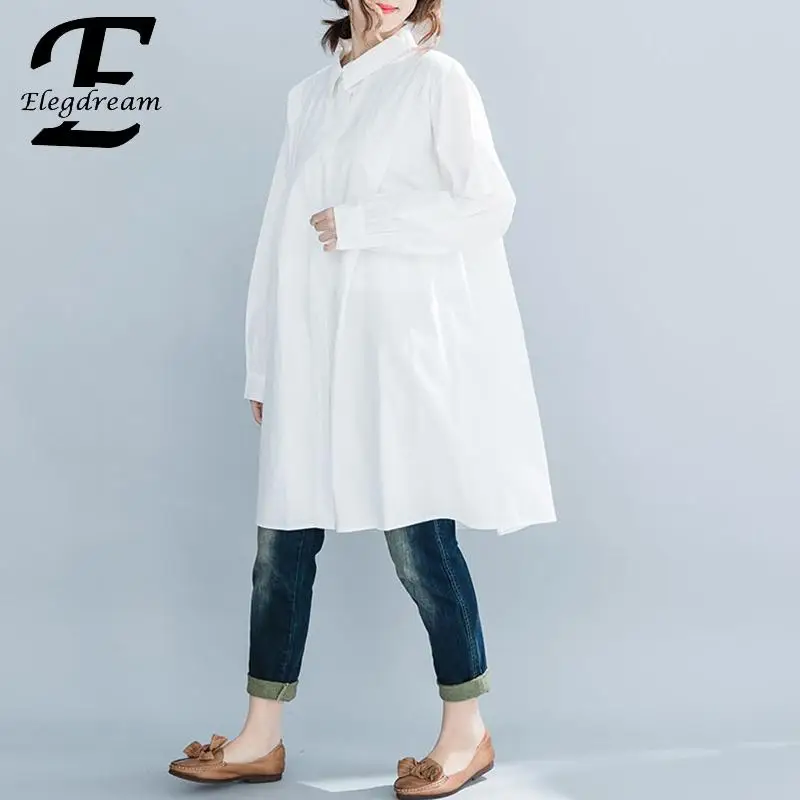 Elegdream/Брендовая женская одежда сезон весна осень рубашка больших размеров
