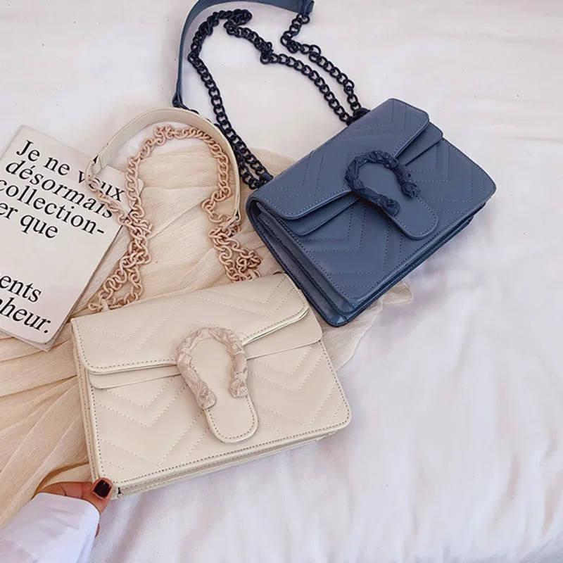 

Female Thread Pu Leather Crossbody Bags For Women 2020 Chain Shoulder Messenger Bag Ladies Hand Sling Luxury Handbags Designer
