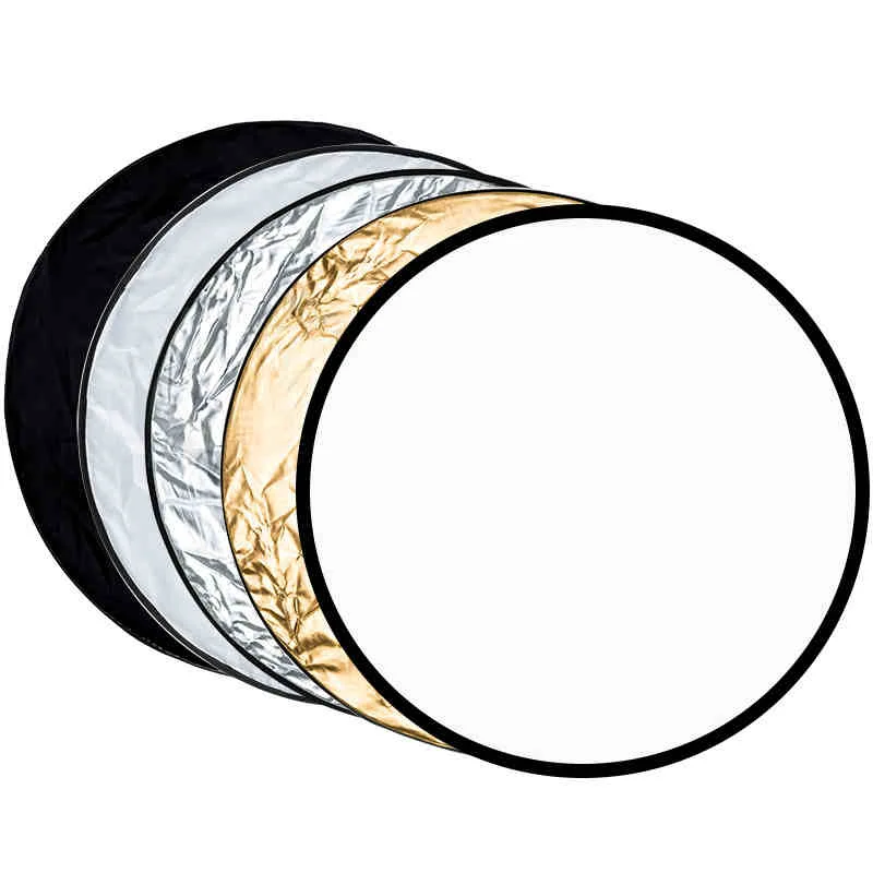 

24/31/43inch 5in1 Round Photography Reflector For Studio Gold Silver White Black Translucent Portable Collapsible Handheld Multi