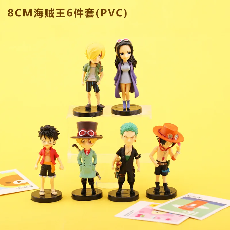 Bandai Anime One Piece Figures 6pcs Monkey D Luffy Roronoa Zoro Vinsmoke Sanji Sabo Portgas D Ace Nico Robin PVC Model Toy