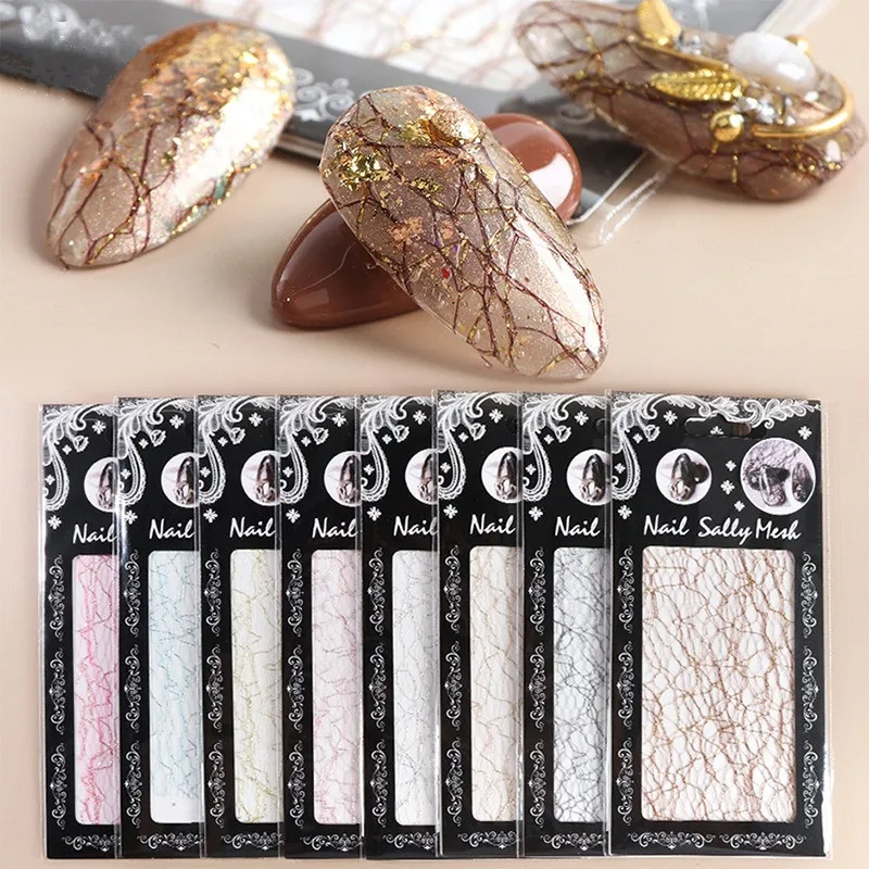 1 шт. 3D сетчатая наклейка для ногтей Золотая Серебряная линия лента