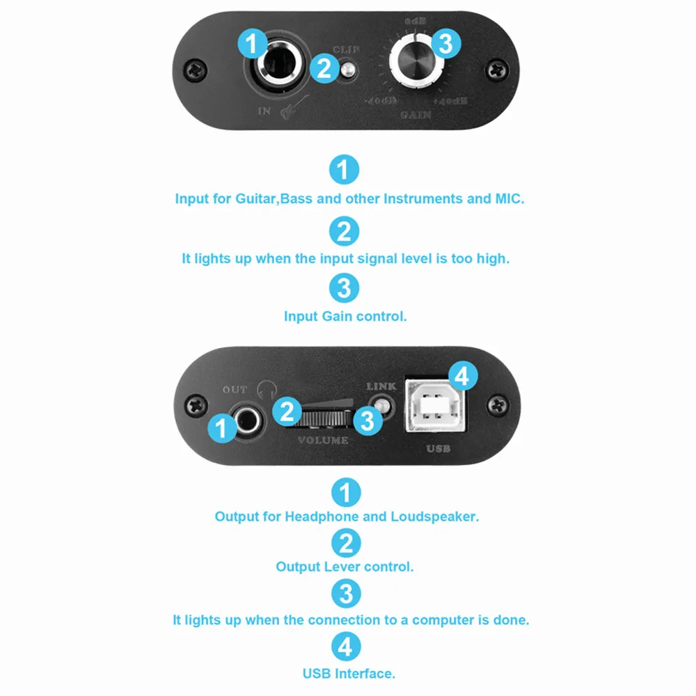 Uteck гитарный куб ASIO USB-аудио интерфейс (DI) пригодный для мягкой (гитара Rig JamVOX AmpITube) -