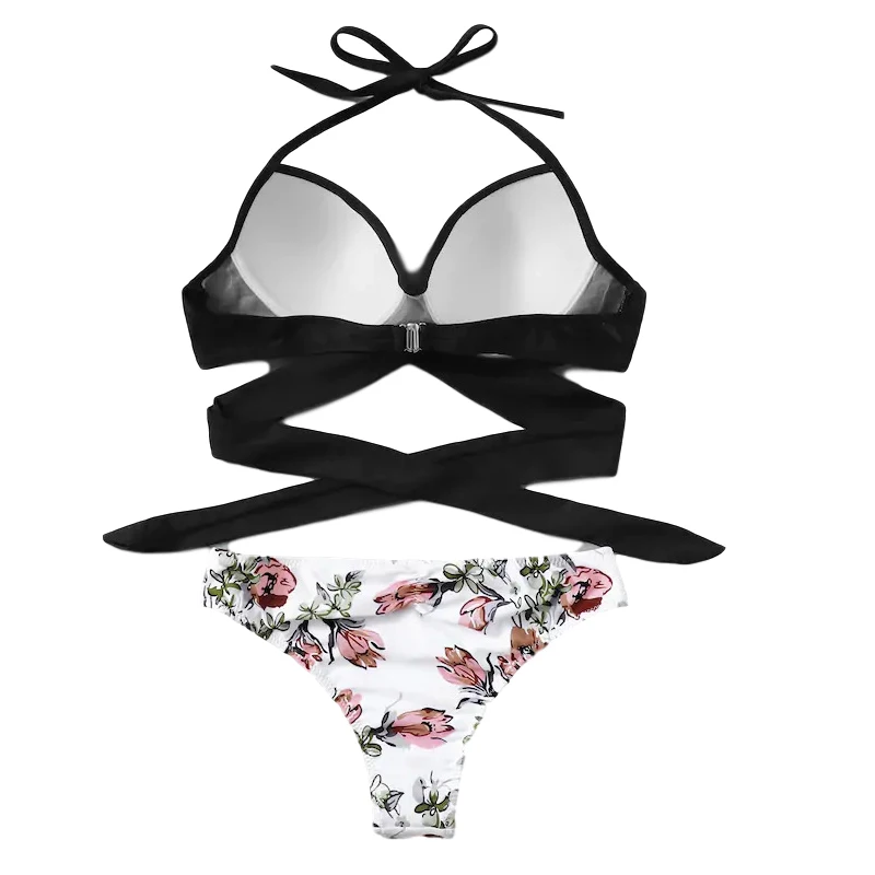 Купальник женский желтый с цветочным принтом|Купальники| |