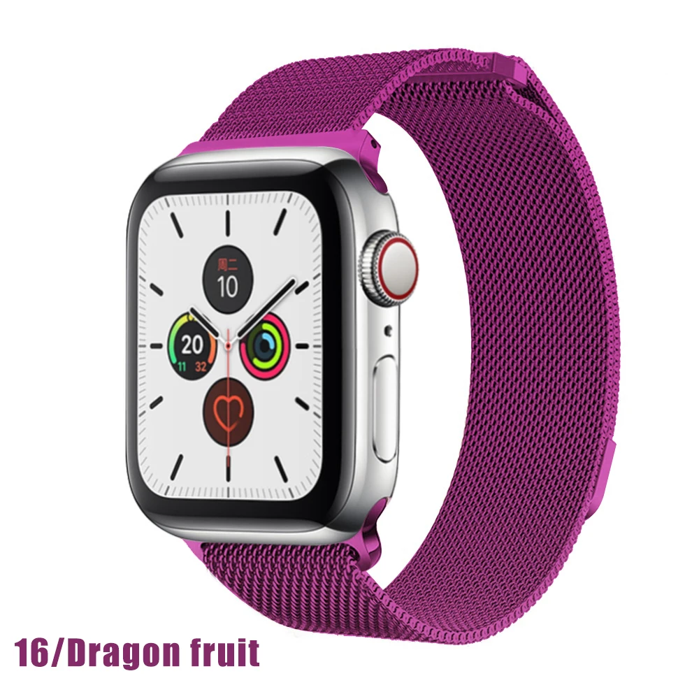 Dragon fruit Миланская петля для apple watch серии 1 2 3 4 5 ремешок для iwatch ремешок из нержавеющей стали магнитная пряжка 38 мм 40 мм 42 мм 44 мм браслет - Цвет ремешка: Dragon fruit