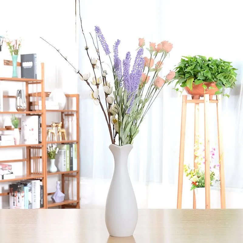 Классическая белая настольная керамическая ваза для цветов простая напольная