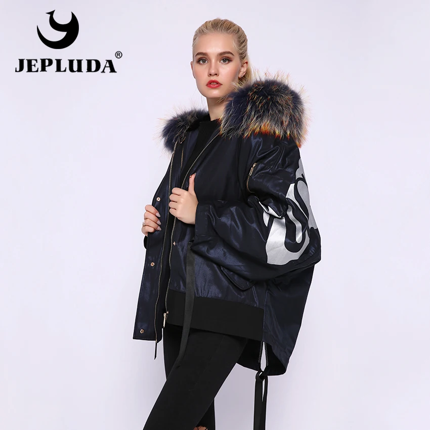 Женская парка большого размера плюс с капюшоном JEPLUDA зимняя куртка со съемной