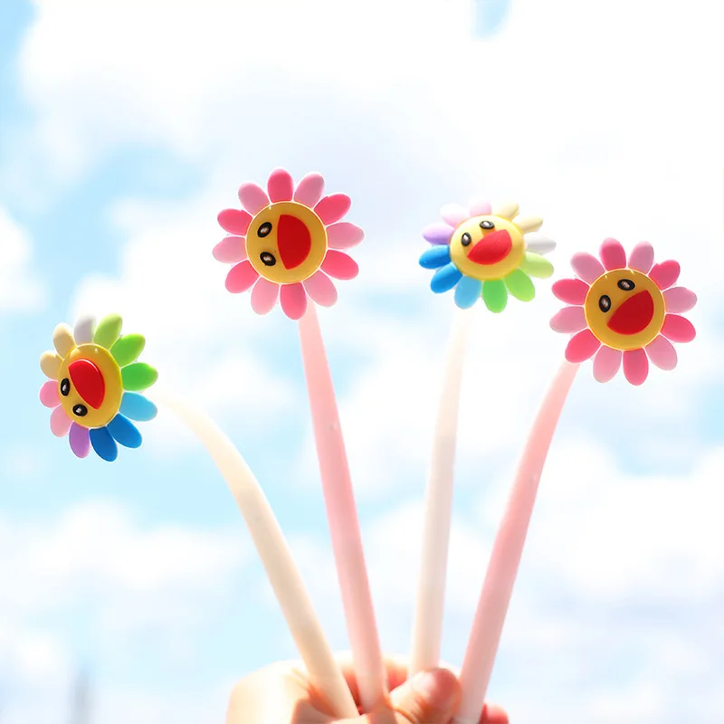 

16PCS Creative Stationery Girl Heart Personality Floret Silicone 0.5 Pen Color Change Cute Little Fresh Student Gel Pen Gel Pens
