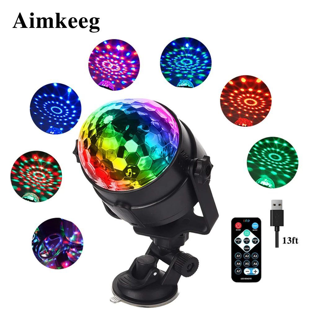 Aimkeeg 5 V USB ИК-пульт дистанционного Управление RGB LED волшебный кристалл вращающийся этап свет красочный автомобиль Disco DJ Light мини лазерный свет ... от AliExpress WW