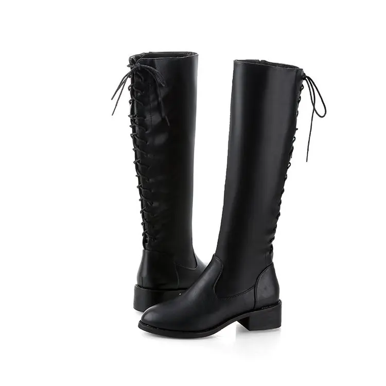 Сапоги Aleafalling женские мотоциклетные до колена сапоги-трубы с перекрестной