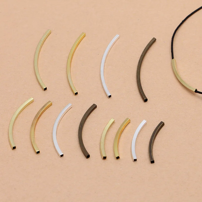 Металлическая латунная трубка изогнутая квадратная длинная с золотым и