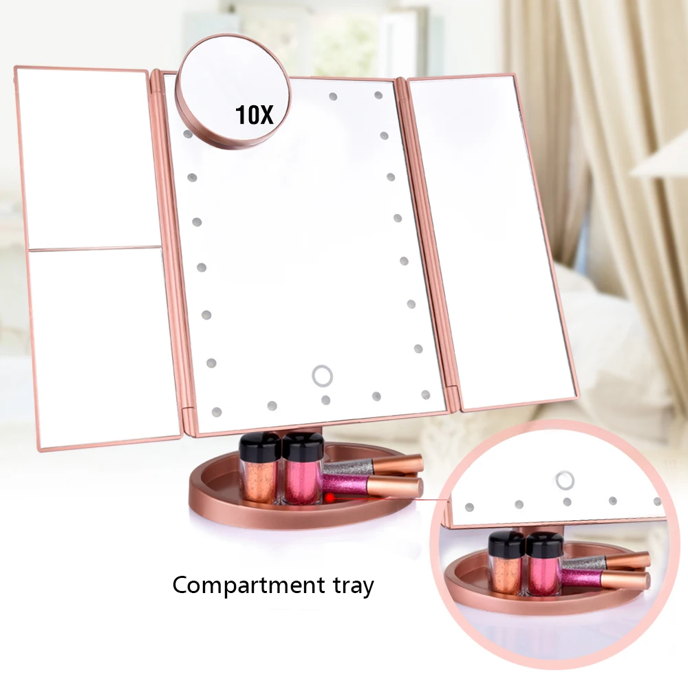 

pocket make up Mirror lights LED Touch Screen Light Table Desktop Makeup Magnifying Vanity Folding Adjustable miroir spiegel
