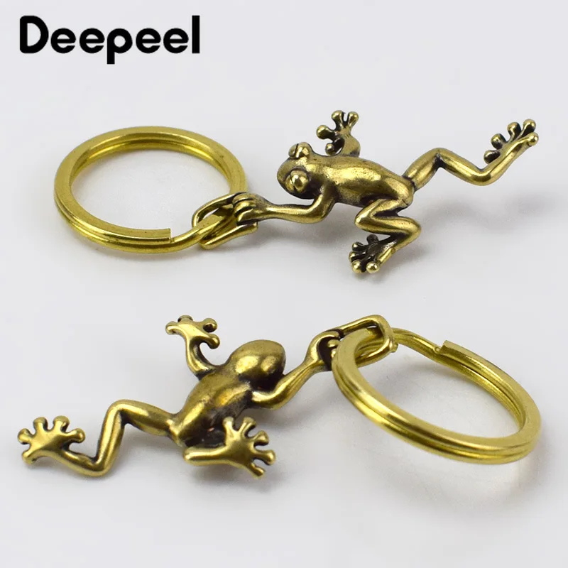 2 шт. экологичный Ретро Твердый латунный брелок с дизайном лягушка Крючки Кошелек