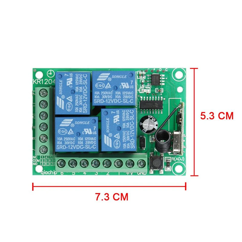 QIACHIP 433Mhz Universal Wireless Remote Control Switch DC 12V 4 CH RF Relay Receiver Module For Smart Home Garage Gate 433 Mhz |