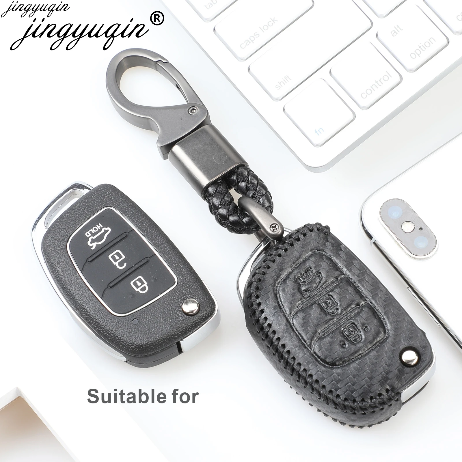 3 кнопки из углеродистой кожи автомобиля дистанционного Флип брелок Оболочка