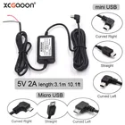 Кабель автомобильный XCGaoon, 12 В-5 В, 2 А, 3,1 м, жесткий кабель Mini  Micro USB, автоматическая зарядка для видеорегистратора, видеорегистратора, автомобильного видеорегистратора
