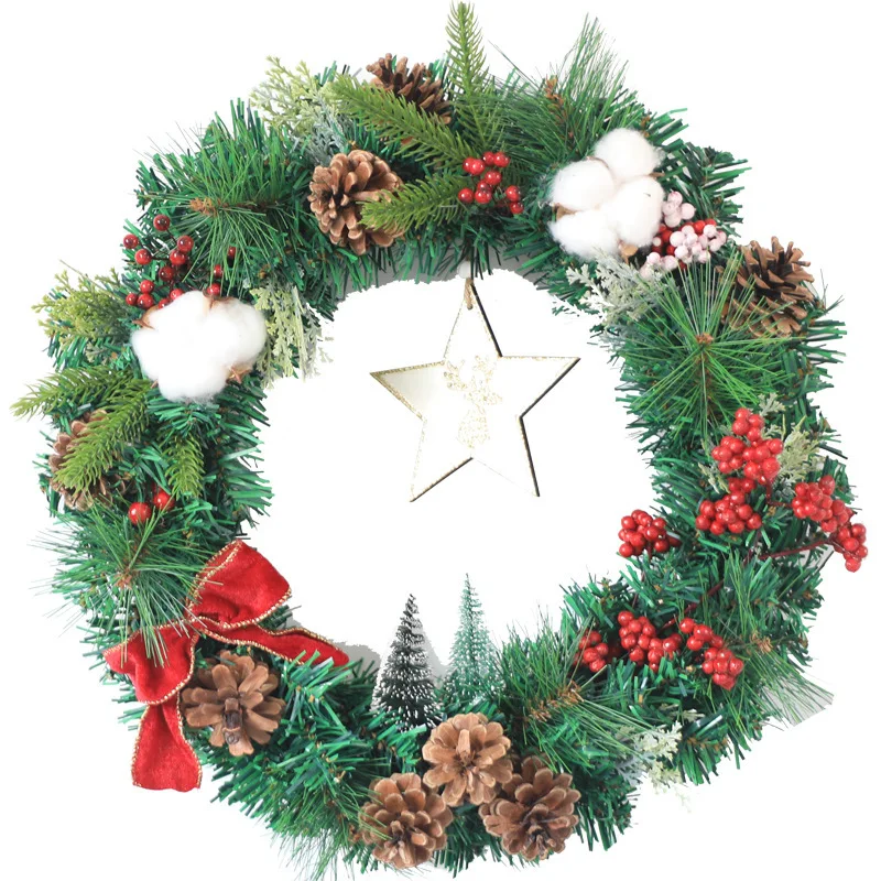 

Christmas home ins American garland door hanging Christmas vine ring simulation pine cone flower link day atmosphere pendant