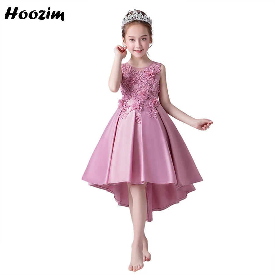 

Princess Asymmetrical Back Deep V Pageant And Prom Dress Girls 4-12 Years Formal Backless Embroidery Wedding Party Dresses girls