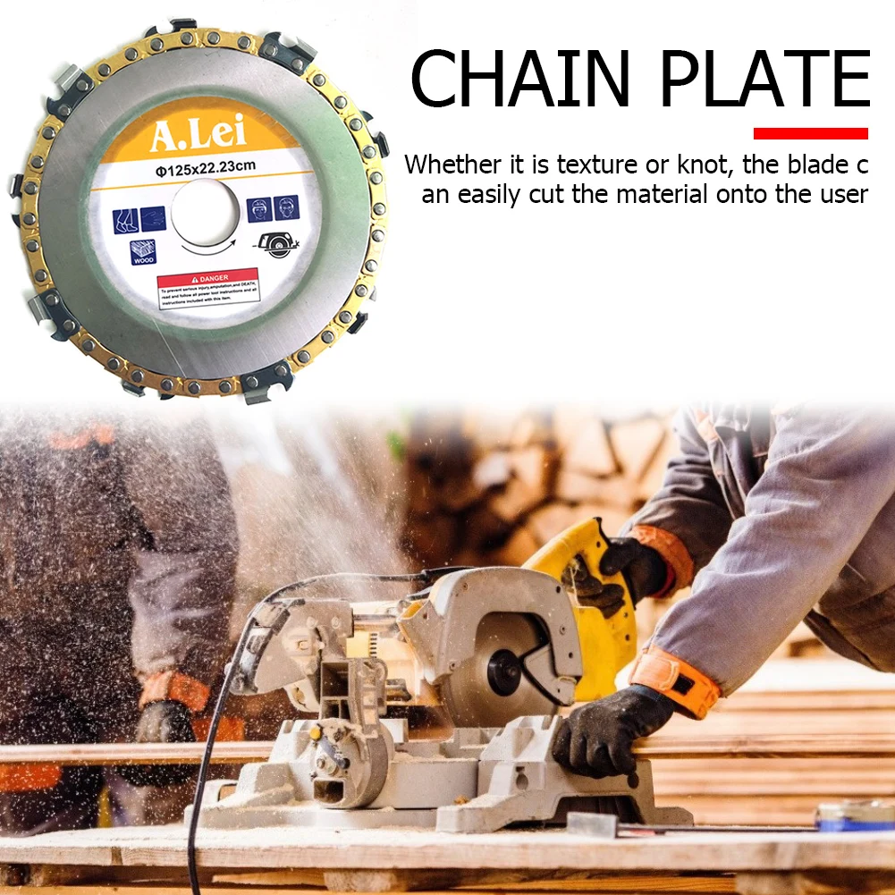 

5 inch 9 Tooth Woodworking Chain Plate Rinder Chain Wood Carving Disc for Angle Grinder Wood Carving Disc