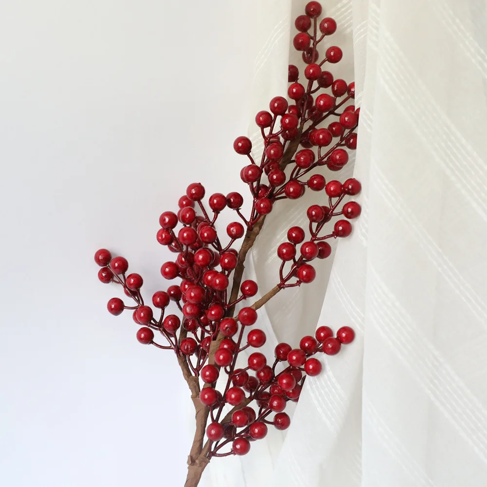 

Artificial Plants Holly Red Berry Foam Fruit Simulation Flower For Christmas Garden Decoration Home Accessories Fake Plants