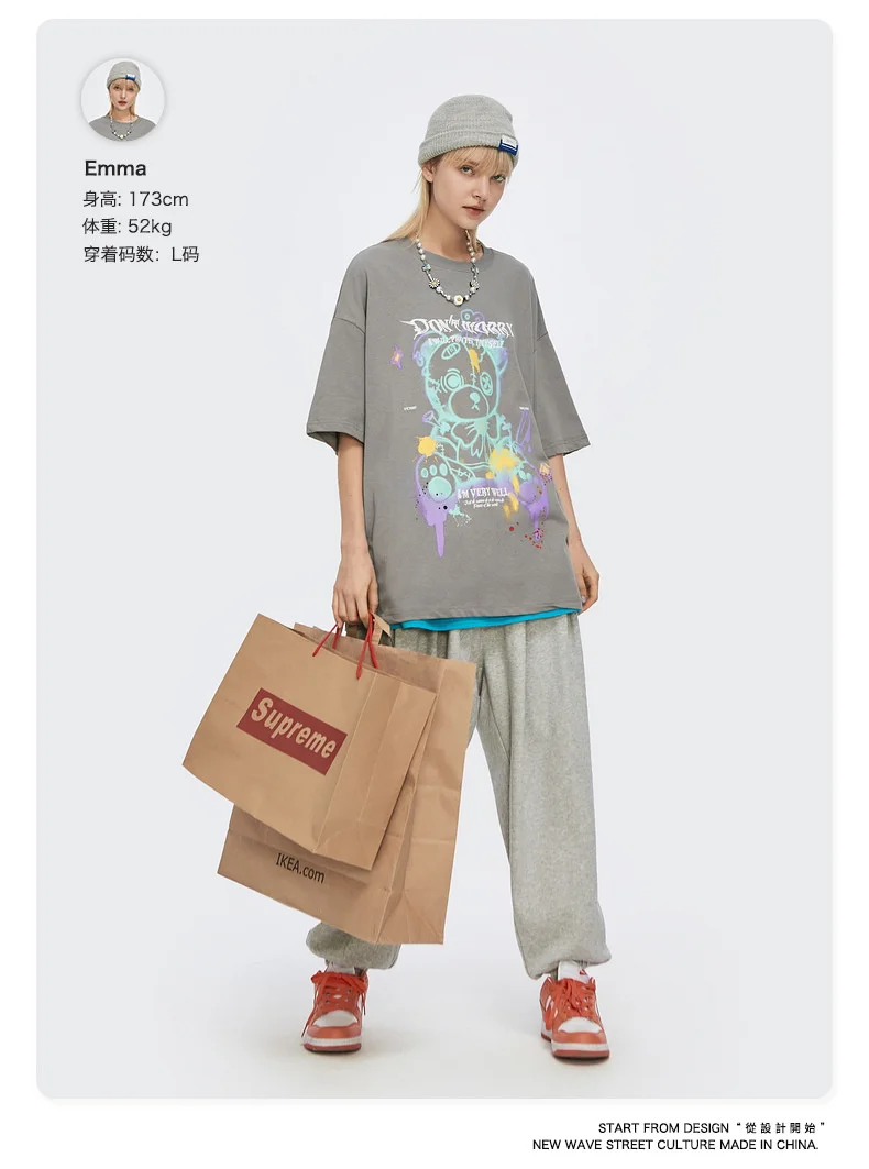 

Men and women spring/summer 2021 new bubble Gothic Top Tee Harajuku Oversized Tops couple T-shirt y2k shirts