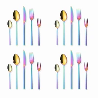 stainless steel cutlery set spoon rainbow kitchen tableware western cutlery set 20 piece forks spoons knives dinnerware set