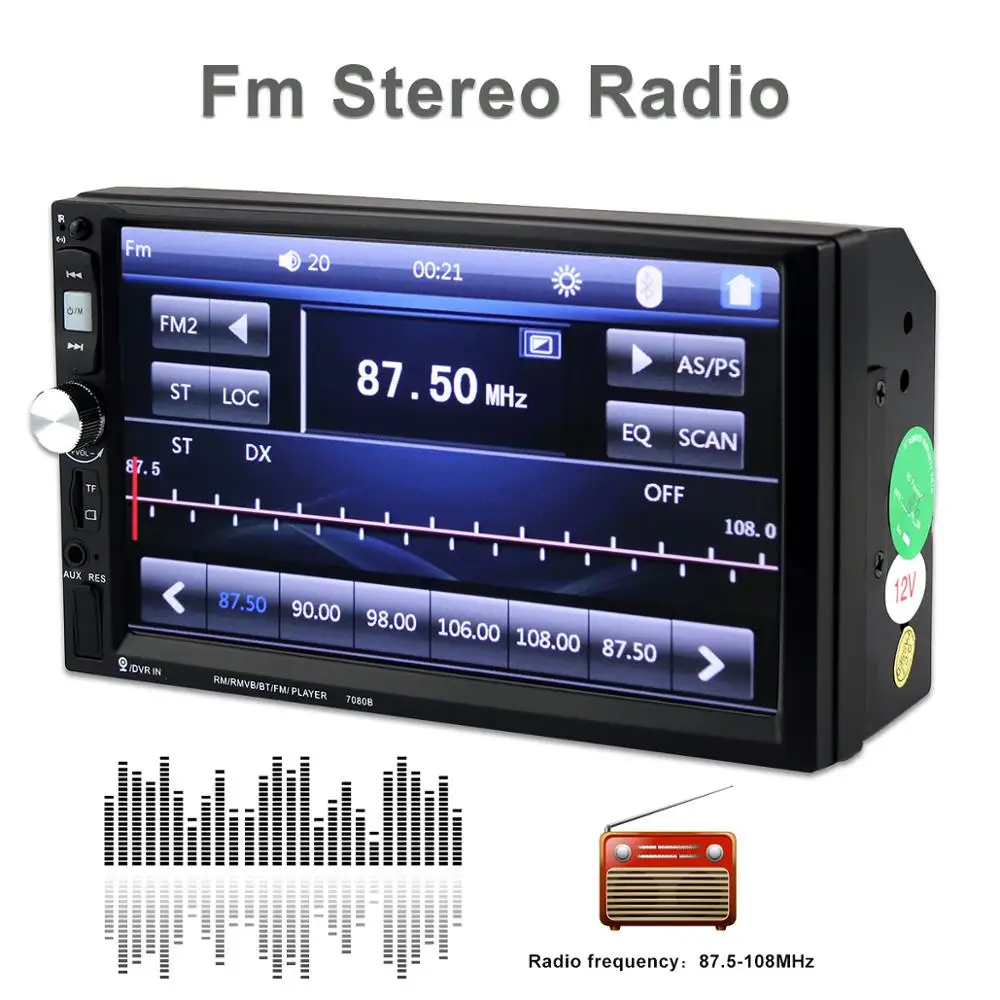 Автомобильный радиоприемник HD 7 &quotСенсорный экран стерео 2 Din Bluetooth FM ISO Мощность SD