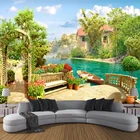 Настенные 3D обои с изображением сада озера и ландшафта на заказ, объемное пространство, гостиной, дивана, спальни, настенные фотообои, домашний декор